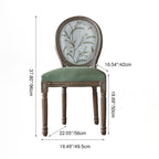 Traditional European Curved Distressed Wooden Frame Velvet Fabric Dining Chair Round Back For Dining Room