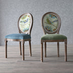 Traditional European Curved Distressed Wooden Frame Velvet Fabric Dining Chair Round Back For Dining Room