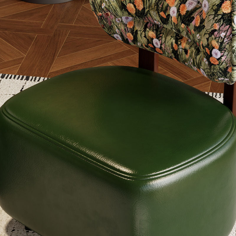 Modern Minimalist Rectangular Low Stool with Movable Backrest – Faux Oil-Waxed Leather, Plywood & Foam Upholstery for Living Room