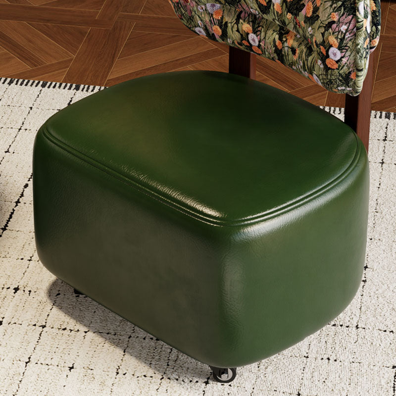 Modern Minimalist Rectangular Low Stool with Movable Backrest – Faux Oil-Waxed Leather, Plywood & Foam Upholstery for Living Room