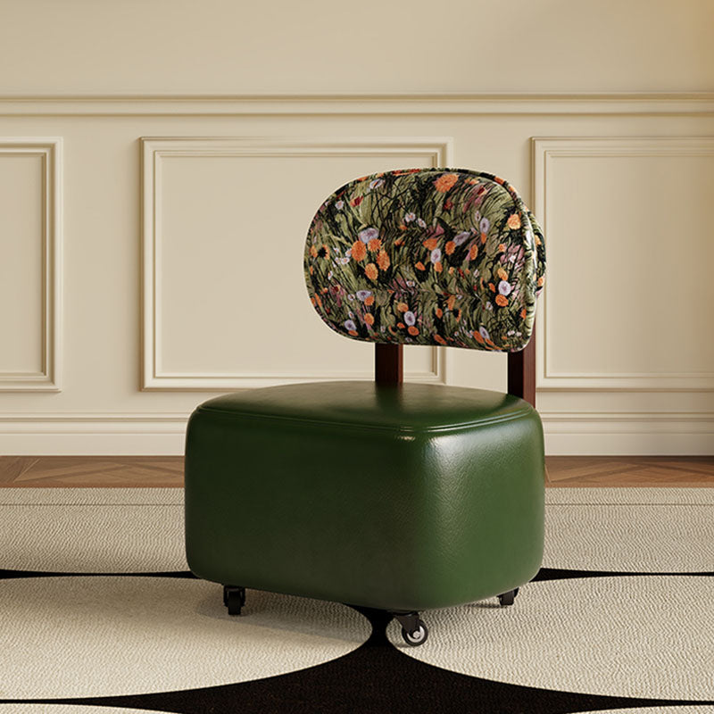 Modern Minimalist Rectangular Low Stool with Movable Backrest – Faux Oil-Waxed Leather, Plywood & Foam Upholstery for Living Room