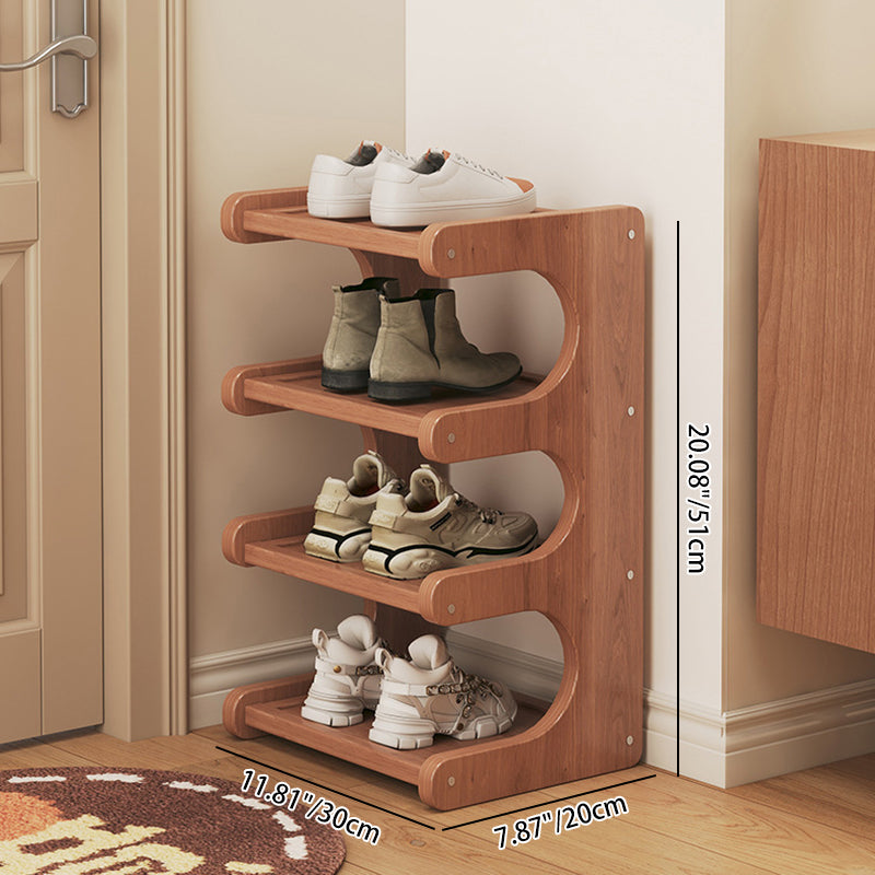 Modern Minimalist Rectangular Bamboo Medium Density Fiberboard Shoe Storage 2/3/4/5-Tier For Living Room