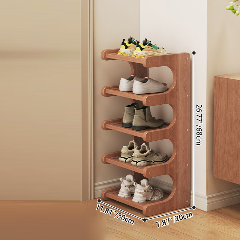 Modern Minimalist Rectangular Bamboo Medium Density Fiberboard Shoe Storage 2/3/4/5-Tier For Living Room
