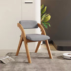Modern Minimalist Square Cushion Solid Wood & Plywood Fabric Sponge Dining Chair Foldable Backrest Armrest For Dining Room