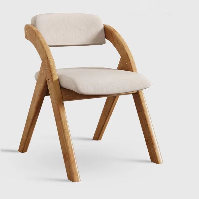Modern Minimalist Square Cushion Solid Wood & Plywood Fabric Sponge Dining Chair Foldable Backrest Armrest For Dining Room