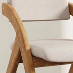 Modern Minimalist Square Cushion Solid Wood & Plywood Fabric Sponge Dining Chair Foldable Backrest Armrest For Dining Room