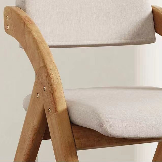 Modern Minimalist Square Cushion Solid Wood & Plywood Fabric Sponge Dining Chair Foldable Backrest Armrest For Dining Room