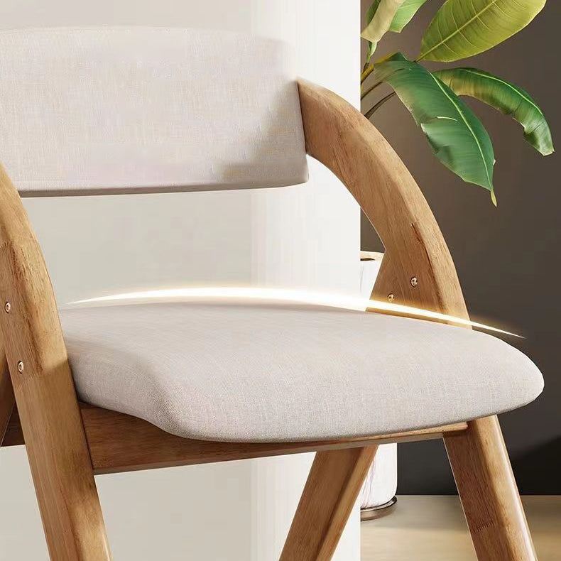 Modern Minimalist Square Cushion Solid Wood & Plywood Fabric Sponge Dining Chair Foldable Backrest Armrest For Dining Room