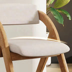 Modern Minimalist Square Cushion Solid Wood & Plywood Fabric Sponge Dining Chair Foldable Backrest Armrest For Dining Room
