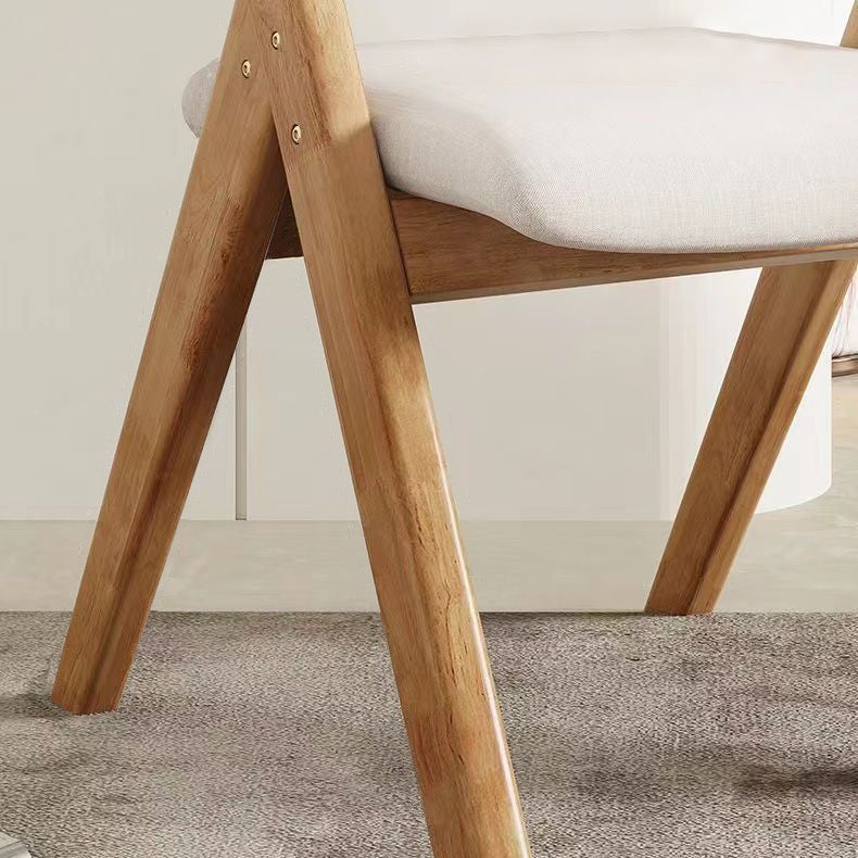Modern Minimalist Square Cushion Solid Wood & Plywood Fabric Sponge Dining Chair Foldable Backrest Armrest For Dining Room