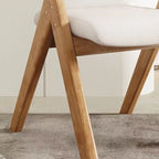 Modern Minimalist Square Cushion Solid Wood & Plywood Fabric Sponge Dining Chair Foldable Backrest Armrest For Dining Room