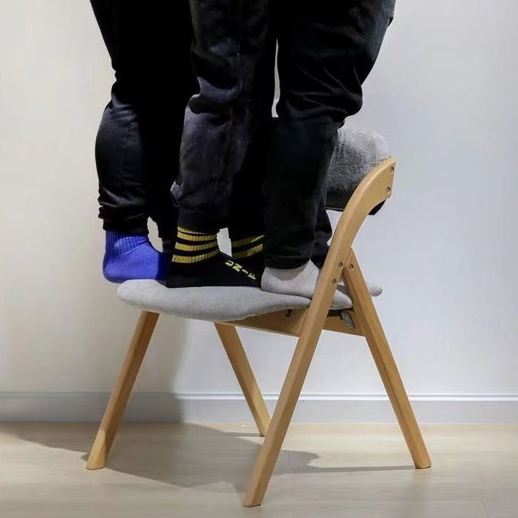 Modern Minimalist Square Cushion Solid Wood & Plywood Fabric Sponge Dining Chair Foldable Backrest Armrest For Dining Room