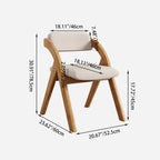 Modern Minimalist Square Cushion Solid Wood & Plywood Fabric Sponge Dining Chair Foldable Backrest Armrest For Dining Room