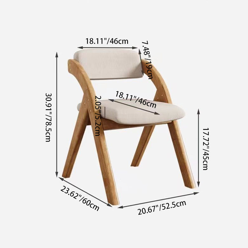 Modern Minimalist Square Cushion Solid Wood & Plywood Fabric Sponge Dining Chair Foldable Backrest Armrest For Dining Room