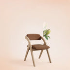 Modern Minimalist Square Cushion Solid Wood & Plywood Fabric Sponge Dining Chair Foldable Backrest Armrest For Dining Room