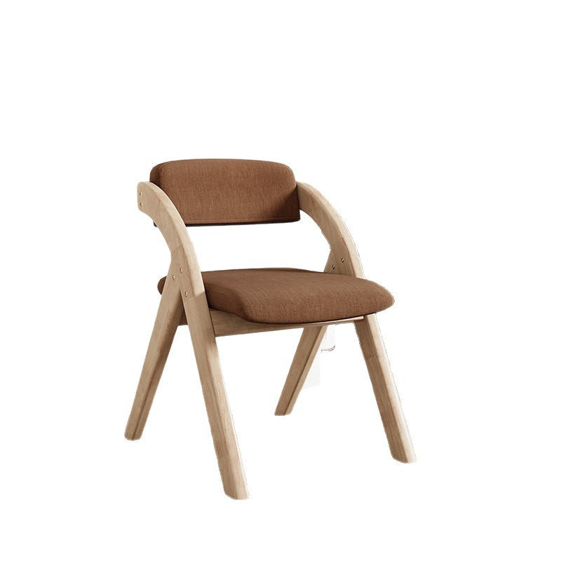 Modern Minimalist Square Cushion Solid Wood & Plywood Fabric Sponge Dining Chair Foldable Backrest Armrest For Dining Room