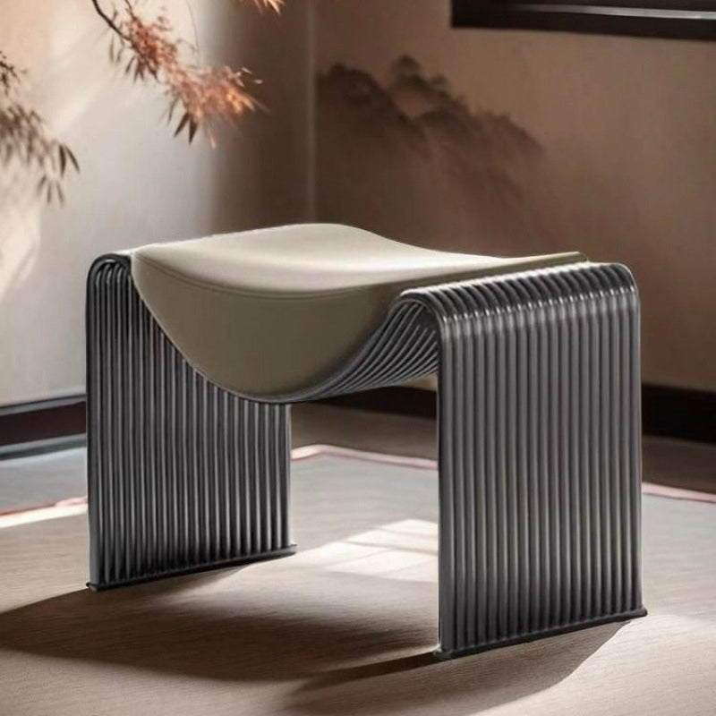 Modern Minimalist Microfiber Leather Metal Frame Rectangular Low Stool Backless Armless For Living Room