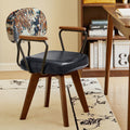 Traditional Vintage Oil Wax Leather Sponge Square Desk Chair Backrest Armrest Swivel For Home Office