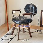 Traditional Vintage Oil Wax Leather Sponge Square Desk Chair Backrest Armrest Swivel For Home Office