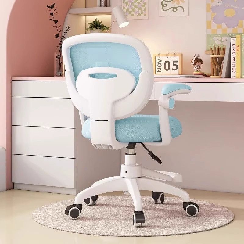 Modern Minimalist Kids Fabric Nylon Plastic Stainless Steel Mid-Back Height Adjustable Desk Chair Backrest Armrest Footrest For Home Office