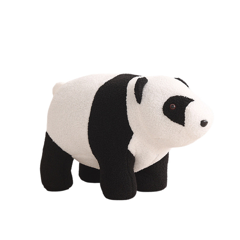 Bear-Shaped Kids Stool – Teddy Fleece Upholstery, Pine Wood & Plywood Board, Backless & Armless Contemporary Living Room Accent