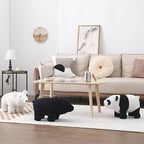 Bear-Shaped Kids Stool – Teddy Fleece Upholstery, Pine Wood & Plywood Board, Backless & Armless Contemporary Living Room Accent