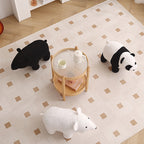 Bear-Shaped Kids Stool – Teddy Fleece Upholstery, Pine Wood & Plywood Board, Backless & Armless Contemporary Living Room Accent