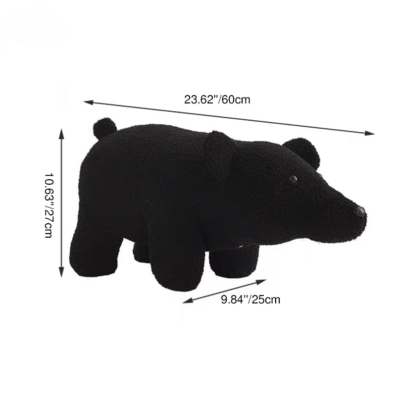 Bear-Shaped Kids Stool – Teddy Fleece Upholstery, Pine Wood & Plywood Board, Backless & Armless Contemporary Living Room Accent