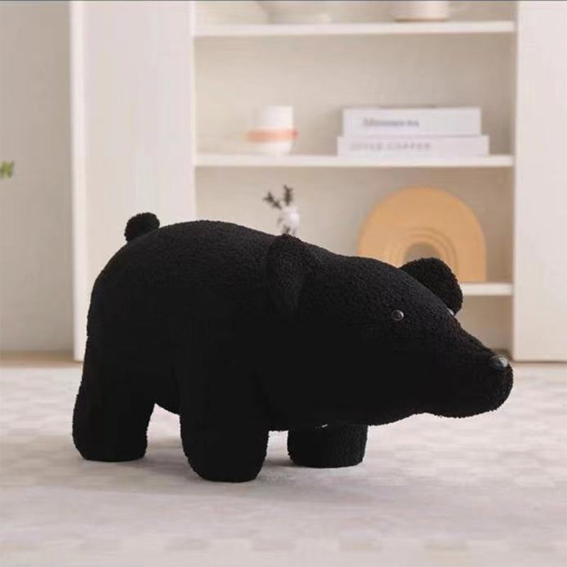 Bear-Shaped Kids Stool – Teddy Fleece Upholstery, Pine Wood & Plywood Board, Backless & Armless Contemporary Living Room Accent