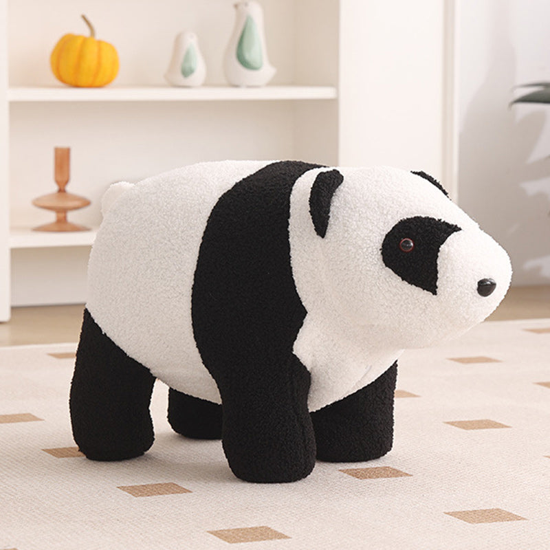 Bear-Shaped Kids Stool – Teddy Fleece Upholstery, Pine Wood & Plywood Board, Backless & Armless Contemporary Living Room Accent