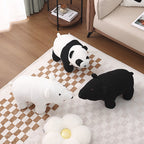 Bear-Shaped Kids Stool – Teddy Fleece Upholstery, Pine Wood & Plywood Board, Backless & Armless Contemporary Living Room Accent