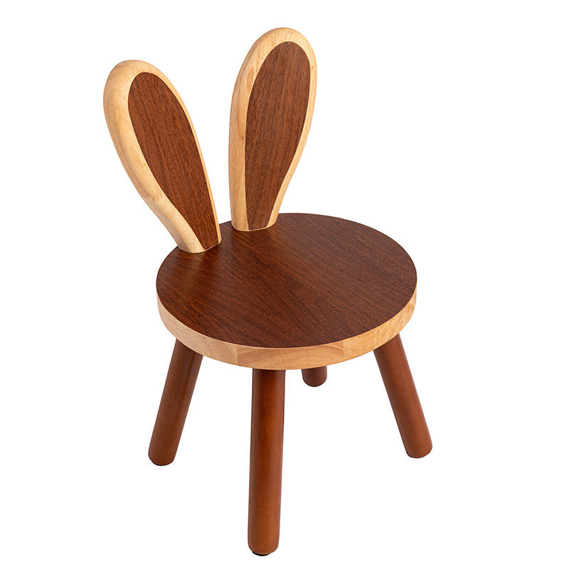 Contemporary Rabbit-Shaped Kids Stool in Rubberwood — Low, Armless Design for Living Room