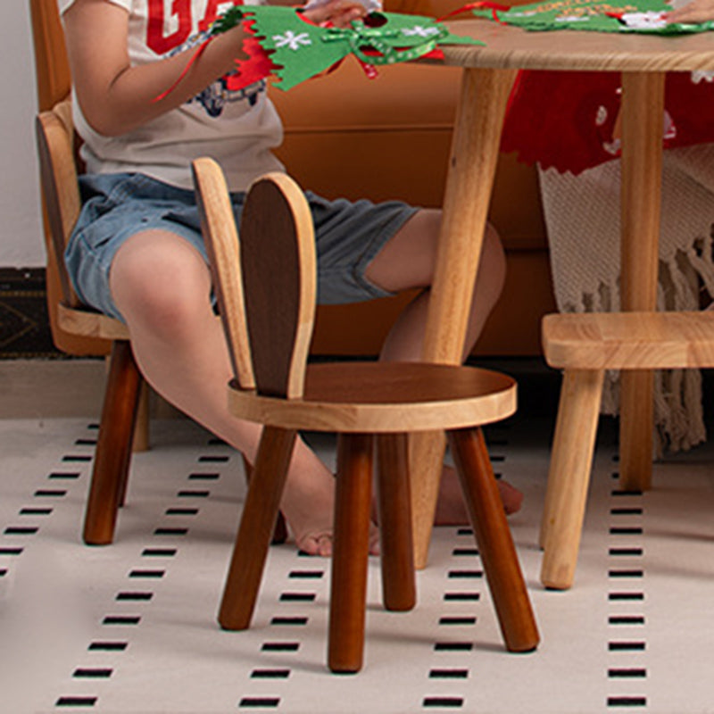 Contemporary Rabbit-Shaped Kids Stool in Rubberwood — Low, Armless Design for Living Room