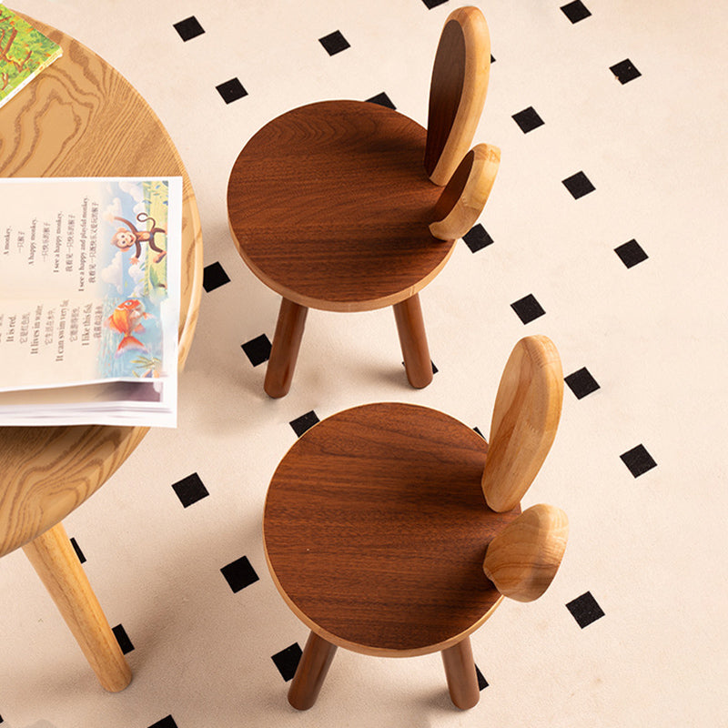 Contemporary Rabbit-Shaped Kids Stool in Rubberwood — Low, Armless Design for Living Room