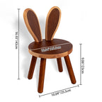 Contemporary Rabbit-Shaped Kids Stool in Rubberwood — Low, Armless Design for Living Room