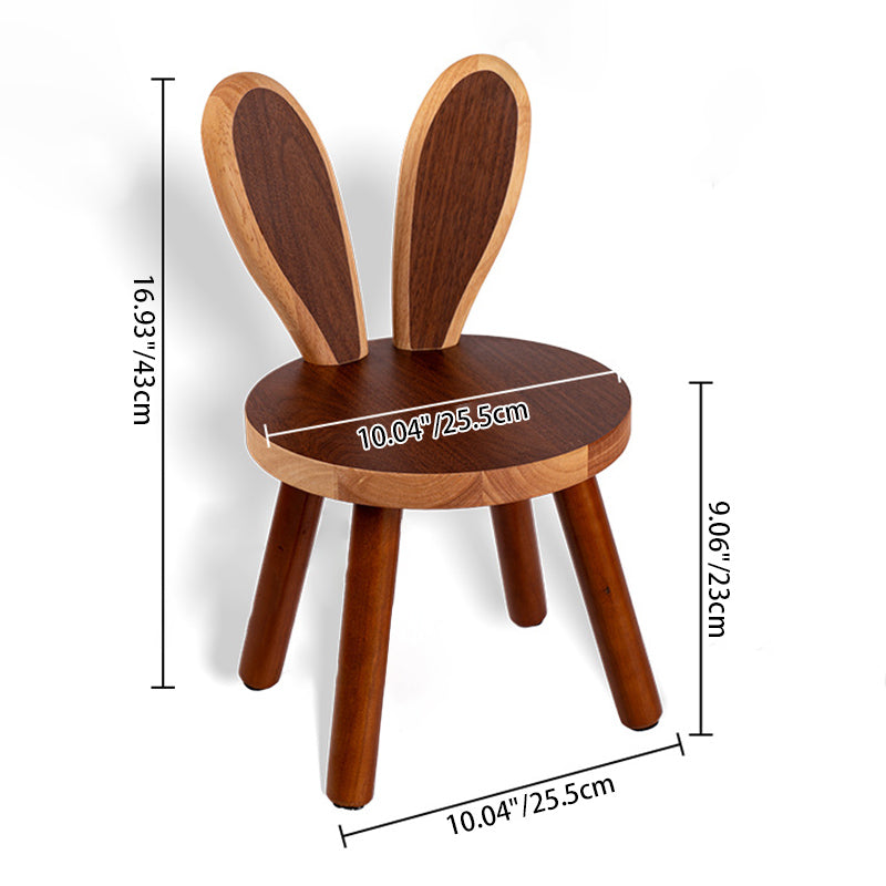 Contemporary Rabbit-Shaped Kids Stool in Rubberwood — Low, Armless Design for Living Room