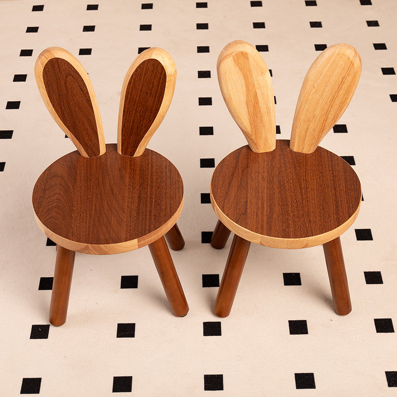 Contemporary Rabbit-Shaped Kids Stool in Rubberwood — Low, Armless Design for Living Room