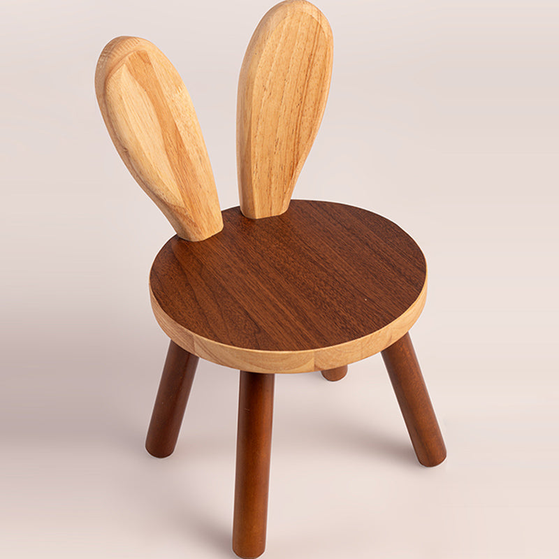 Contemporary Rabbit-Shaped Kids Stool in Rubberwood — Low, Armless Design for Living Room