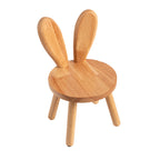 Contemporary Rabbit-Shaped Kids Stool in Rubberwood — Low, Armless Design for Living Room