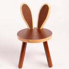 Contemporary Rabbit-Shaped Kids Stool in Rubberwood — Low, Armless Design for Living Room