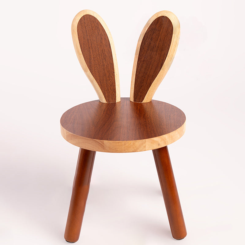 Contemporary Rabbit-Shaped Kids Stool in Rubberwood — Low, Armless Design for Living Room