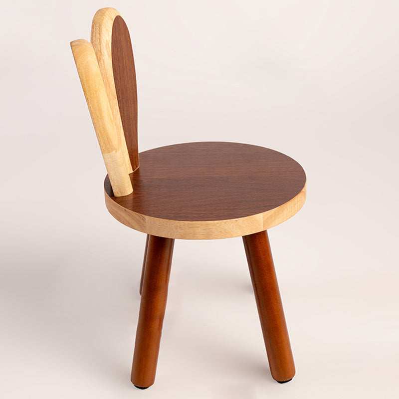 Contemporary Rabbit-Shaped Kids Stool in Rubberwood — Low, Armless Design for Living Room