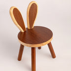 Contemporary Rabbit-Shaped Kids Stool in Rubberwood — Low, Armless Design for Living Room