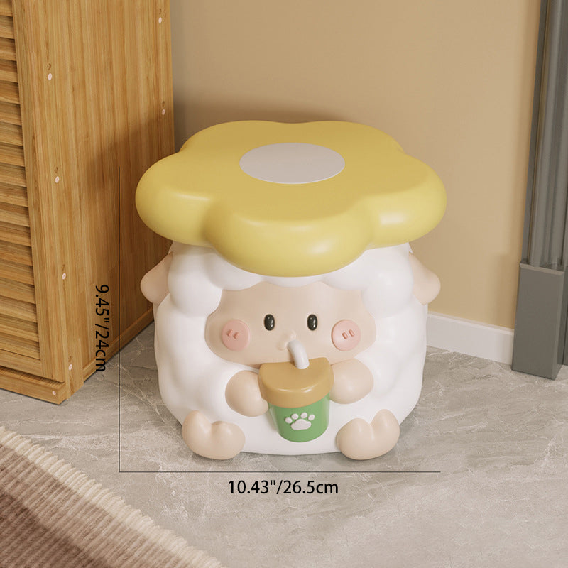 Contemporary Kids' Resin Sheep-Shaped Low Stool – Adorable Seat for Entryway, Living Room & Bedroom