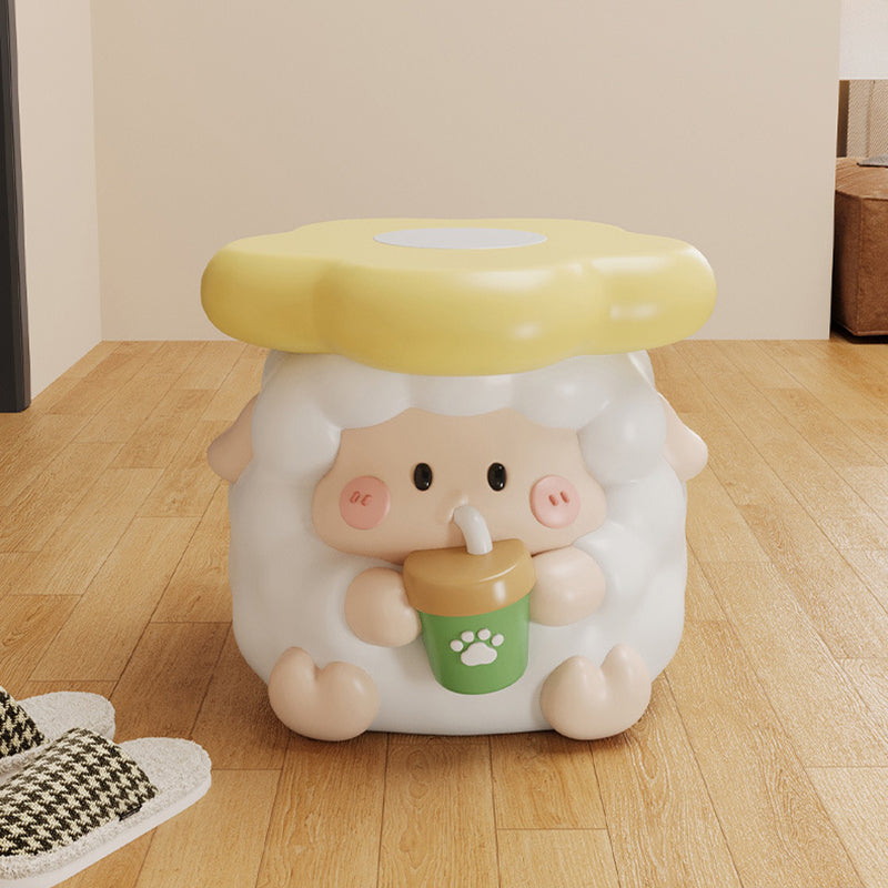 Contemporary Kids' Resin Sheep-Shaped Low Stool – Adorable Seat for Entryway, Living Room & Bedroom