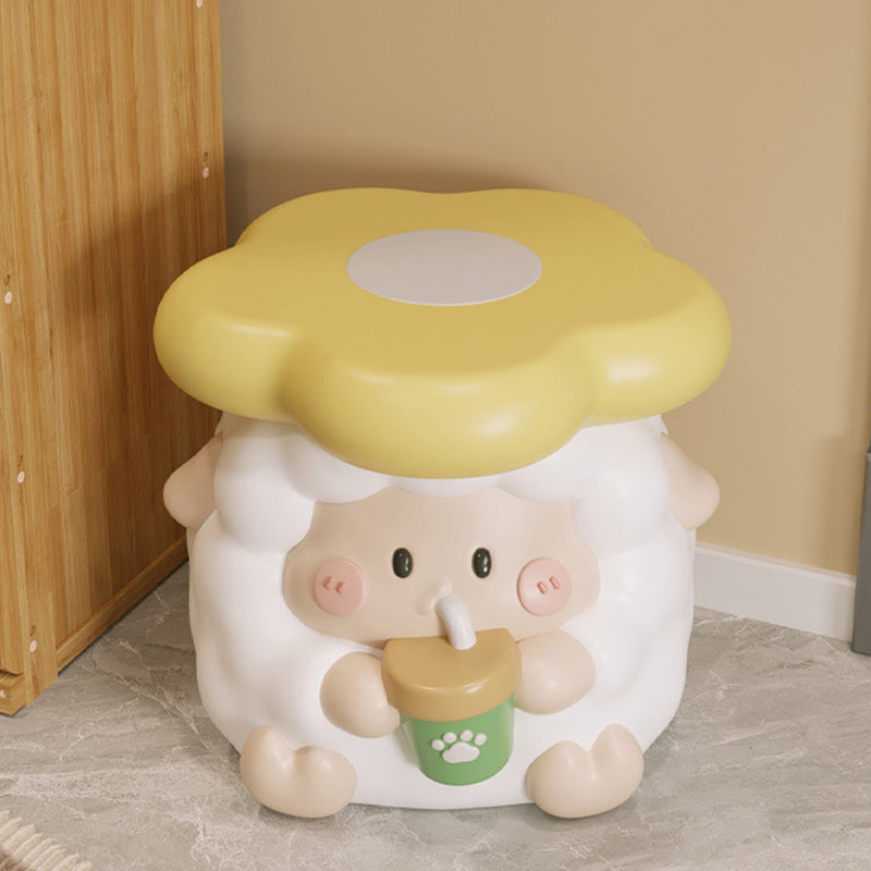 Contemporary Kids' Resin Sheep-Shaped Low Stool – Adorable Seat for Entryway, Living Room & Bedroom