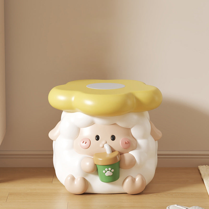 Contemporary Kids' Resin Sheep-Shaped Low Stool – Adorable Seat for Entryway, Living Room & Bedroom