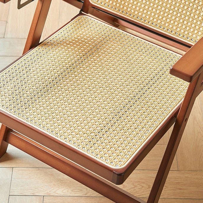 Modern Minimalist Square-Rectangular Nan Bamboo Resin-Woven Foldable Recliner with Backrest and Armrests for Living Room