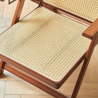 Modern Minimalist Square-Rectangular Nan Bamboo Resin-Woven Foldable Recliner with Backrest and Armrests for Living Room
