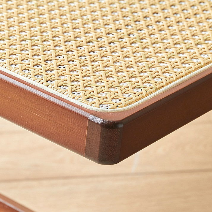 Modern Minimalist Square-Rectangular Nan Bamboo Resin-Woven Foldable Recliner with Backrest and Armrests for Living Room